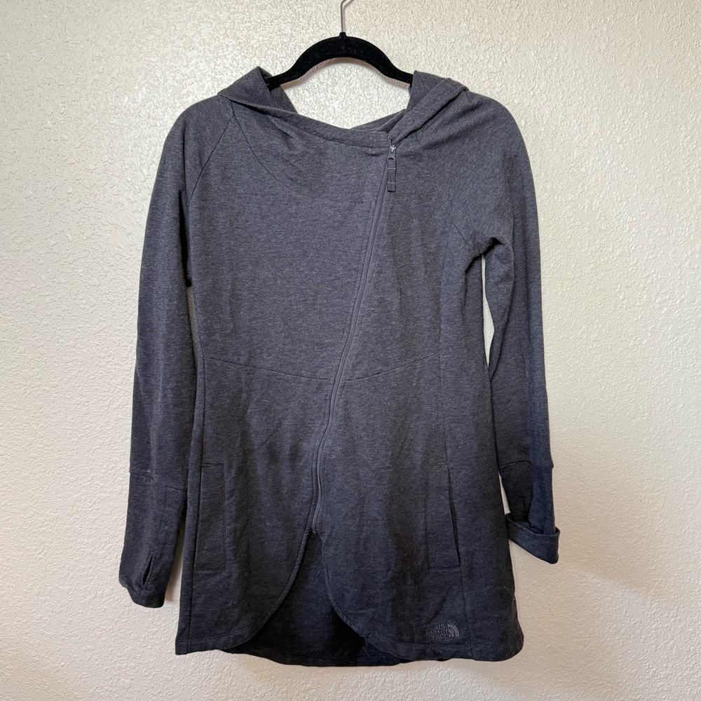 The North Face Dark Gray Tadasana Wrap Asymmetric Zip Up Hooded Jacket Small